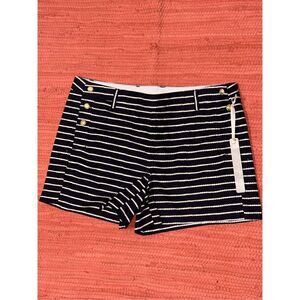 Kenar Black and White Striped Athletic Shorts